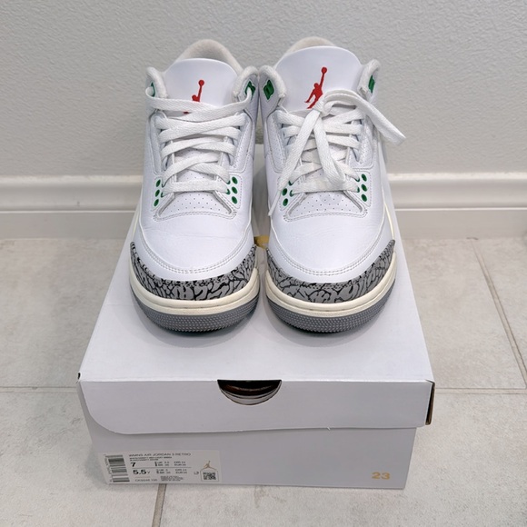 JORDAN 3 LUCKY GREEN Size 7w / 5.5m - Picture 2 of 7
